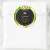 フローラグリーン大理石ブラック金ゴールド製品ラベルロゴ ラウンドシール (バッグ)