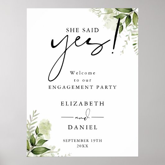 フローラグリーン婚約パーティウェルカムサイン ポスター (正面)