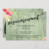 フローラグリーン木材「発表」が延期結婚 招待状 (正面/裏面)