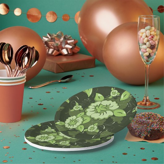 フローラグリーン紙プレート ペーパープレート