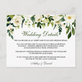 フローラグリーン結婚詳細挿入カード ポストカード