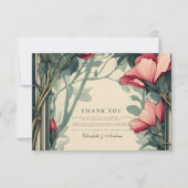 フローラグリーン結婚金ゴールドアールヌーボー サンキューカード (正面)