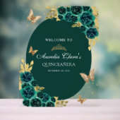 フローラグリーン金ゴールドティアラバタフライキンセアニラ アクリルサイン (ニュートラル)