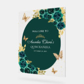 フローラグリーン金ゴールドティアラバタフライキンセアニラ アクリルサイン (傾斜)