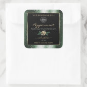 フローラグリーン金ゴールドフレーム黒い製品ラベルロゴ スクエアシール (バッグ)