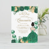 フローラグリーン金ゴールドプリンセスXVキンセアニラ誕生日 招待状 (スタンド正面)