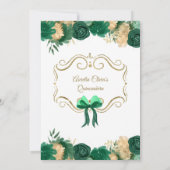 フローラグリーン金ゴールドプリンセスXVキンセアニラ誕生日 招待状 (裏面)