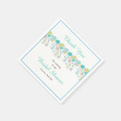 フローラグリーン&ブルーバードケージブライダルシャワー スタンダードカクテルナプキン (角)