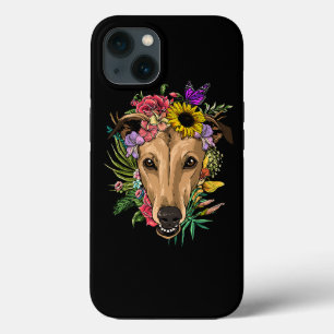 フローラグレイハウンド植物花動物ペット iPhone 13ケース