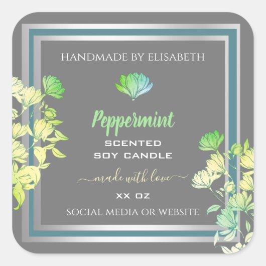 フローラグレイ製品の包装ラベルシルバーエフェクト スクエアシール (正面)