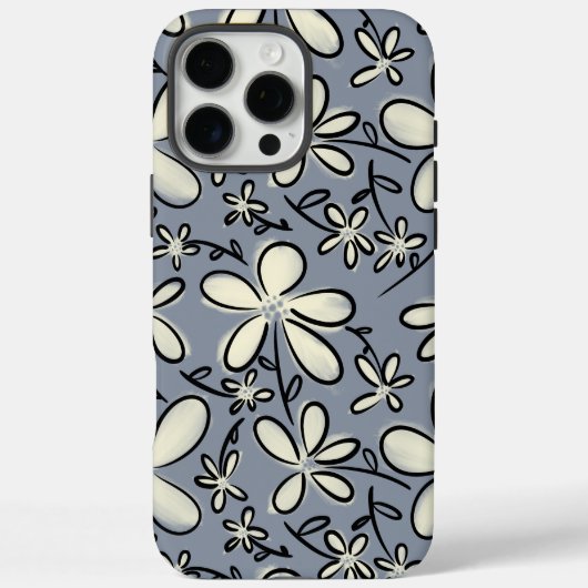 フローラグレーとクリームの花柄 Case-Mate iPhoneケース (裏面)