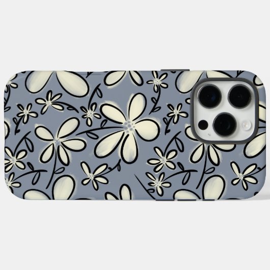 フローラグレーとクリームの花柄 Case-Mate iPhoneケース (裏面 (横))
