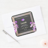 フローラグレーと紫の製品ラベルの金ゴールド効果 スクエアシール (封筒)