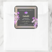 フローラグレーと紫の製品ラベルの金ゴールド効果 スクエアシール (バッグ)