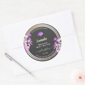 フローラグレーと紫の製品ラベルの金ゴールド効果 ラウンドシール (封筒)