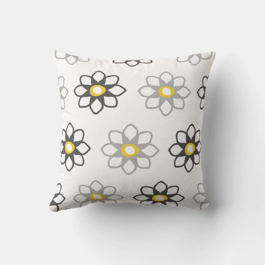 フローラグレーと黄色のパターン/プリント クッション (裏面)