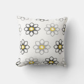 フローラグレーと黄色のパターン/プリント クッション (正面)