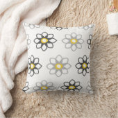 フローラグレーと黄色のパターン/プリント クッション (ブランケット)