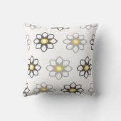 フローラグレーと黄色のパターン/プリント クッション (裏面)