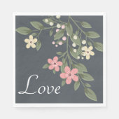 フローラグレーのピンクの花の結婚披露宴 スタンダードランチョンナプキン (正面)