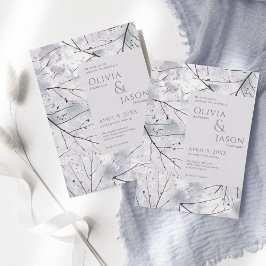 フローラグレーラベンダー水彩 招待状