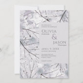 フローラグレーラベンダー水彩 招待状 (正面)