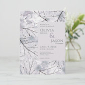 フローラグレーラベンダー水彩 招待状 (スタンド正面)