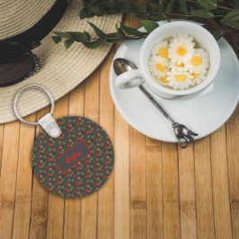 フローラグレー模様ワイルドフラワー名Keychain キーホルダー