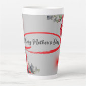 フローラグレー&レッドハッピーマザーズデイ | カフェラテマグ (正面)