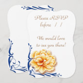 フローラグロー結婚のRSVPカードの設定 (正面/裏面)