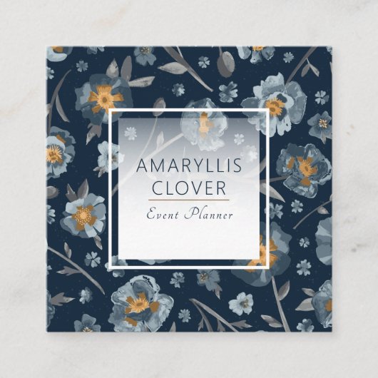 フローラケシ植物模様 スクエア名刺 (正面)