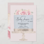 フローラケーキのベビーシャワーのメール招待状 (正面/裏面)