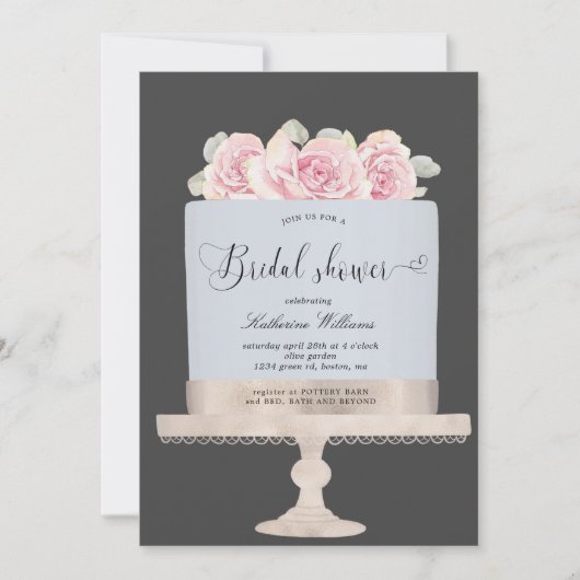 フローラケーキブライダルシャワー招待 (正面)