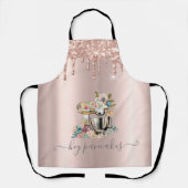 フローラケーキミキサーグリッタードリップバラ金ゴールド エプロン (正面)