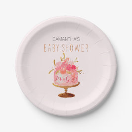 フローラケーキits女の子ベビーシャワー紙プレート ペーパープレート