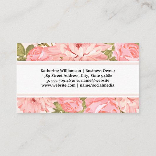 フローラケータリング | ピンクかわいらしの花 名刺 (裏面)
