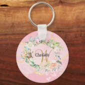 フローラゲーデゲート金ゴールドスクリプトモノグラム キーホルダー (正面)