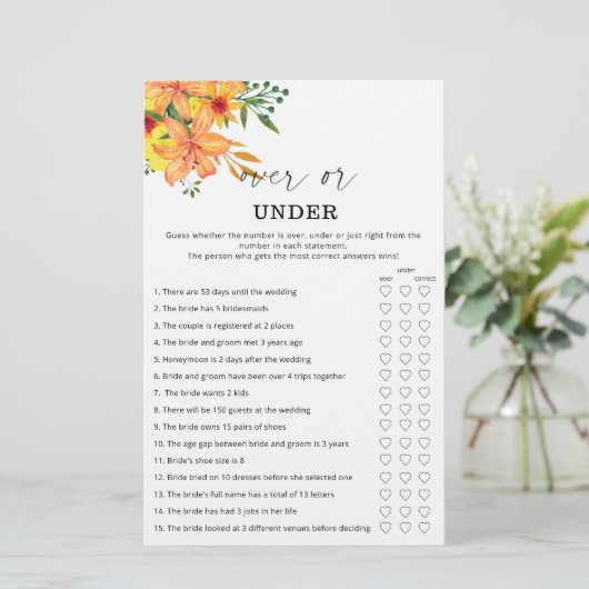 フローラゲームの上または下ブライダルシャワー (スタンド正面)