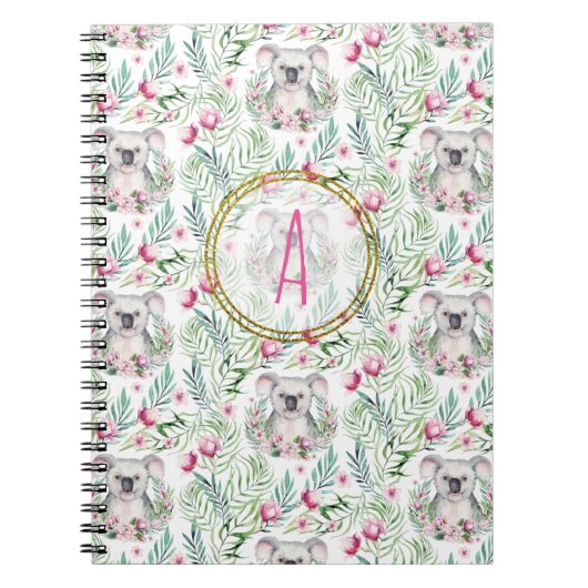 フローラコアラベアモノグラムガールズベッドルーム子供部屋 ノートブック (正面)