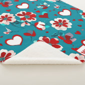 フローラコケットハートと花モノグラム シェルパブランケット (3/4)