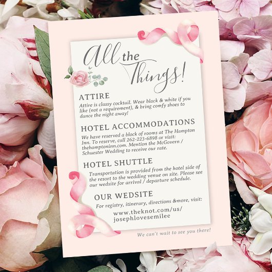 フローラコケットピンクボウヴィンテージウェディング詳細 エンクロージャーカード