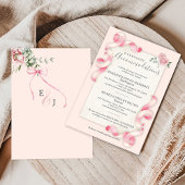 フローラコケットピンクボウヴィンテージ結婚ズ エンクロージャーカード