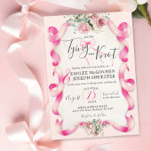 フローラコケットホットピンクボウかわいいヴィンテージウェディング 招待状