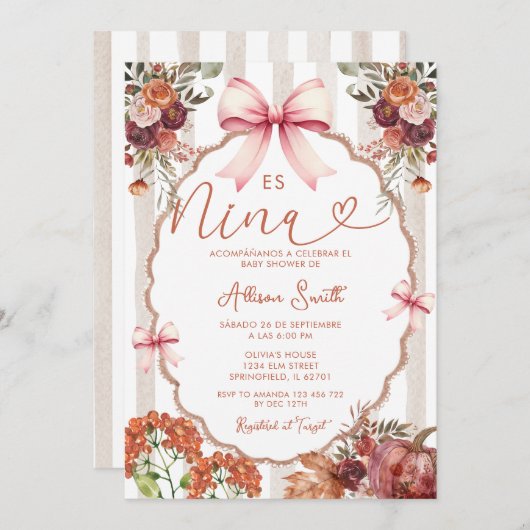 フローラコケットEsニーナベビースペインのシャワー 招待状 (正面/裏面)