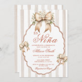 フローラコストライプケットEsニーナスペインのベイビーシャワー 招待状 (正面/裏面)