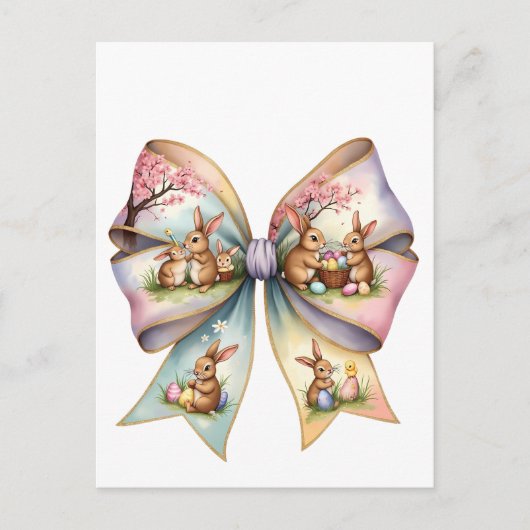フローラコットンテールバニーコケットボウラビットイースター シーズンポストカード (正面)