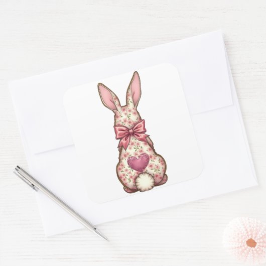 フローラコットンテールバニーコケットボウラビットイースター スクエアシール (封筒)