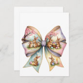 フローラコットンテールバニーコケットボウラビットイースター 招待状 (正面/裏面)