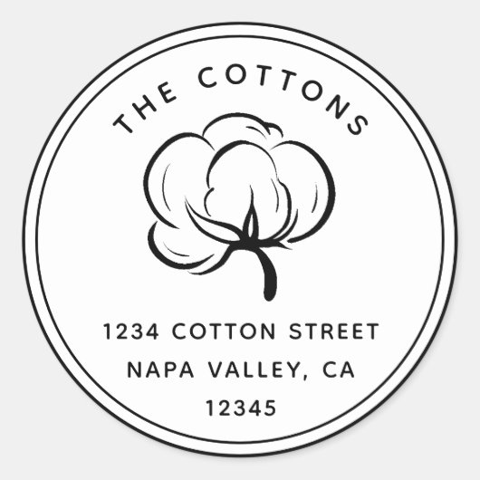 フローラコットンボール |差出人住所 ラウンドシール (正面)