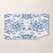 フローラコテージエレガントイングリッシュカントリーブルーホワイト ハンドタオル (ハンドタオル)